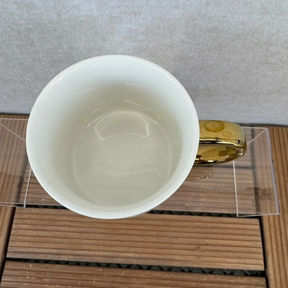 Opalhouse Floral Monogram K Porcelain Coffee Mug Gold Handle White 3.75in - Picture 3 of 7